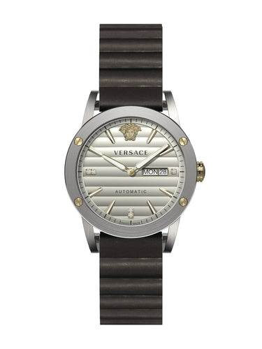 Versace Herren Armbanduhr Theros 42 mm Datums- und Tagesfenster Armband Leder VEDX00619